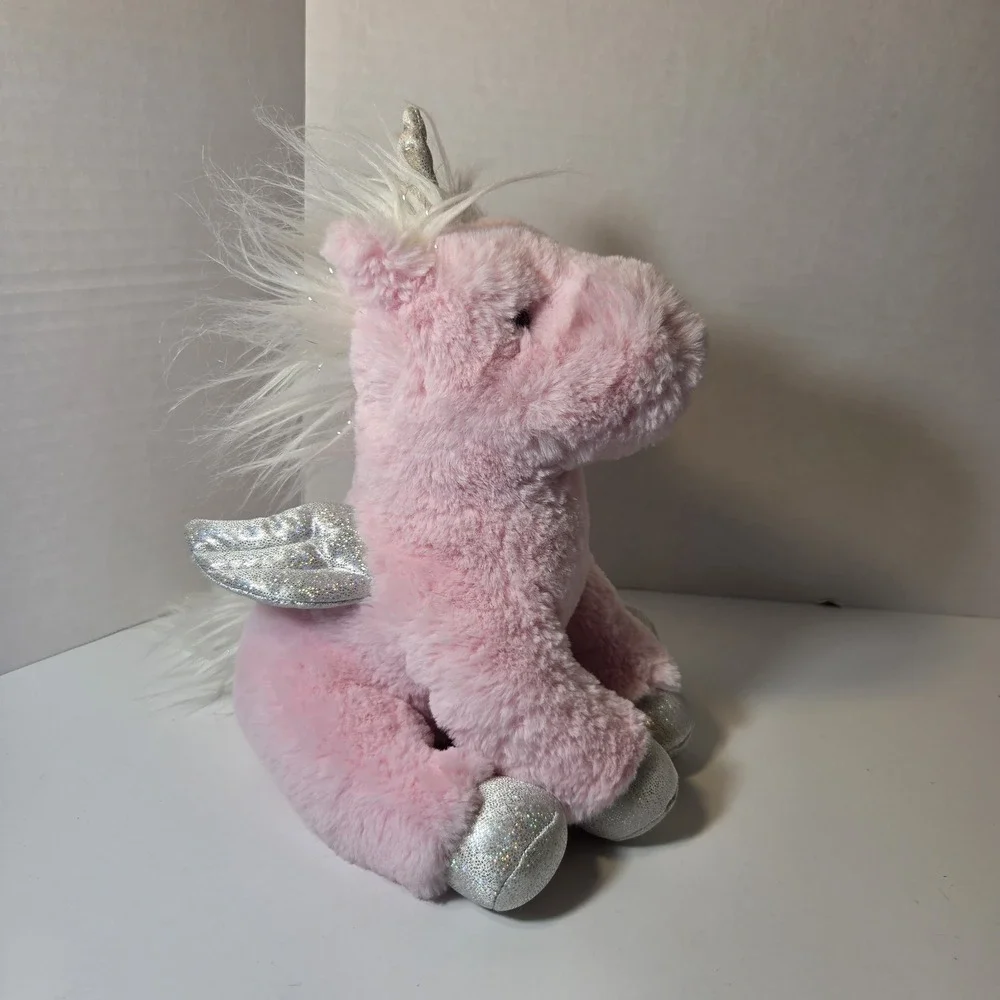 Douglas Cuddle Toys Pink Unicorn Pegasus Plush Silver Hooves Wings 10